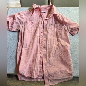 Pink Short Sleeve Button-Up Shirt